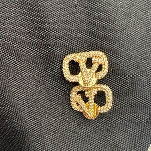 Gold Designer Logo Earrings